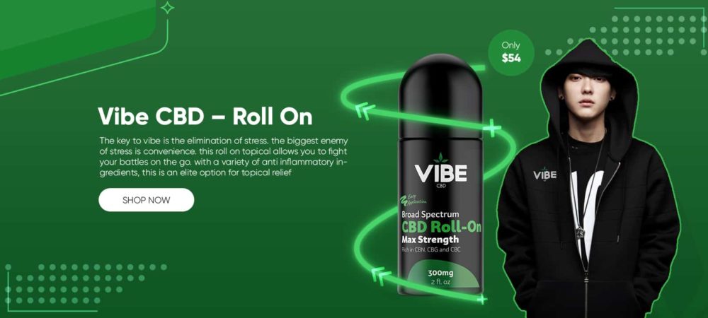 Vibe CBD – Broad Spectrum Roll on – 300mg – (6ct. box)